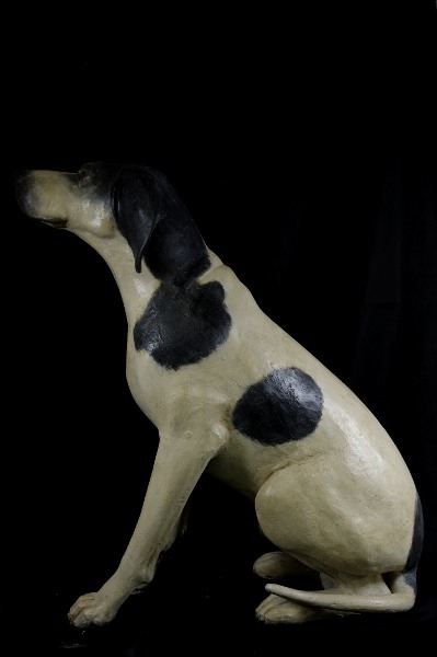 Restauro legni policromi, cane di legno  - Antique restoration ceramic, stone, polychrome wood, wooden dog